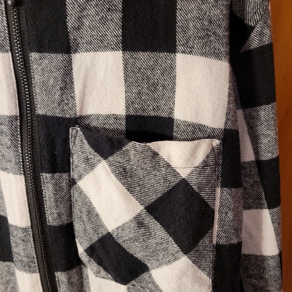 Fashion Nova Men Small Shirt Full Zip Long Sleeve Cotton Flannel Black and White - Picture 3 of 5